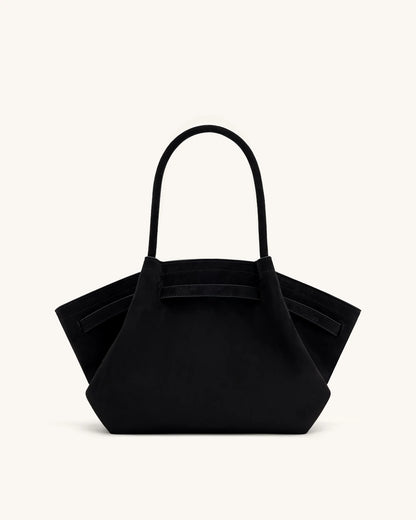 HANA MEDIUM SUEDE TOTE BAG - BLACK