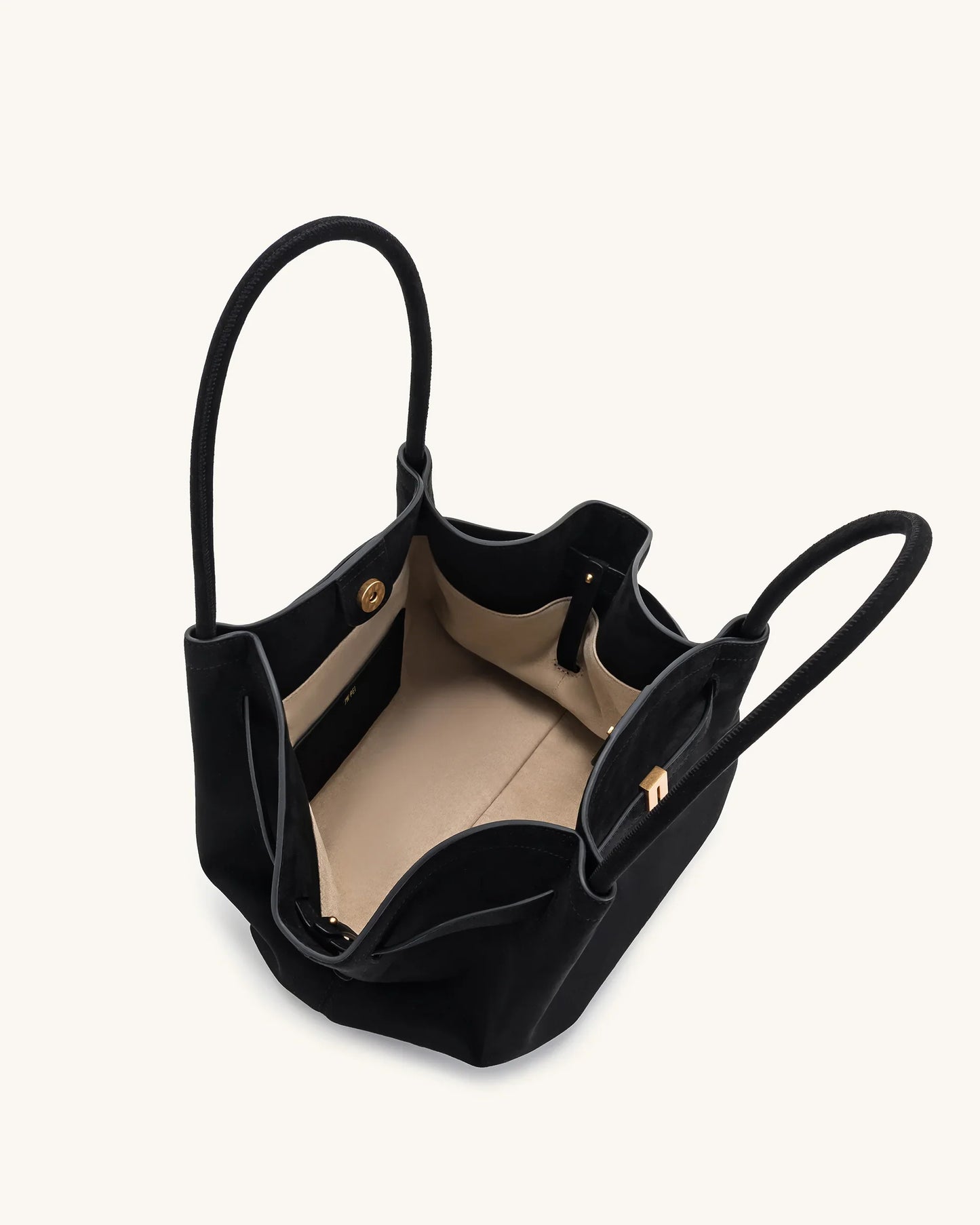 HANA MEDIUM SUEDE TOTE BAG - BLACK