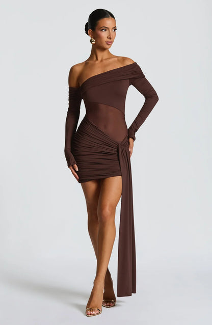 MAVRA MINI DRESS - PLUM BROWN