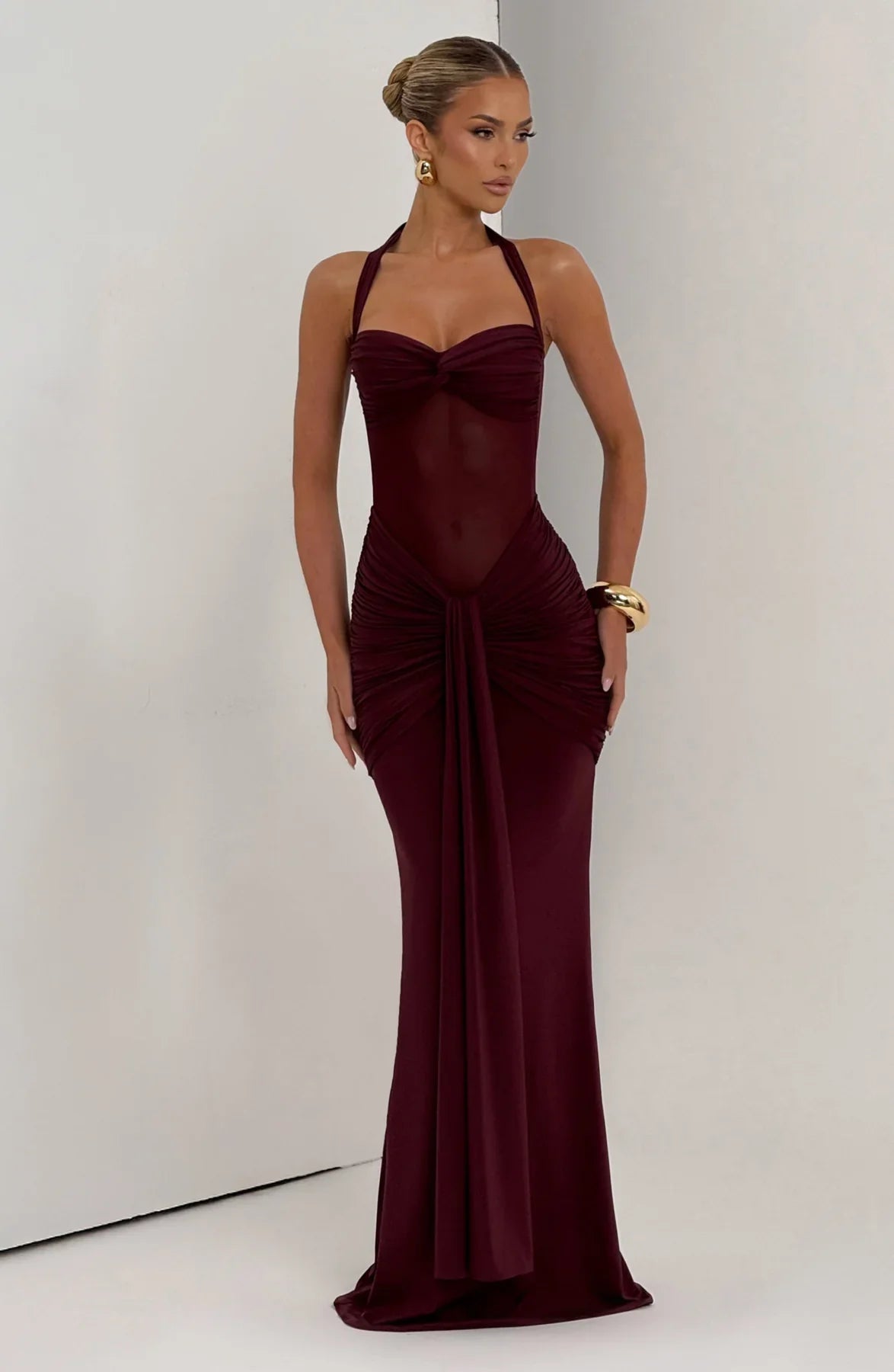 VIXEN MAXI DRESS - BURGUNDY