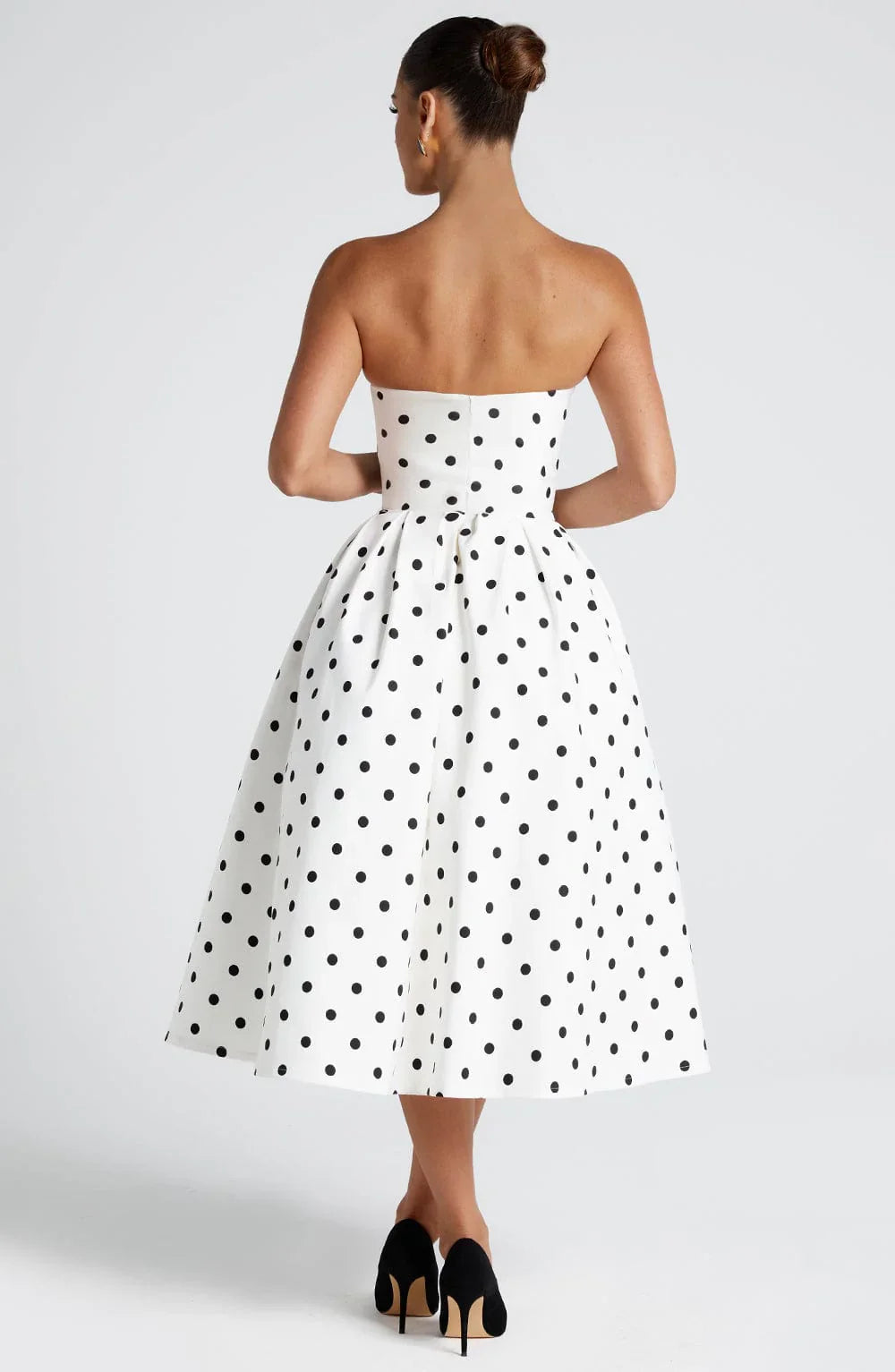EDITH MIDI DRESS - BLACK POLKA DOT