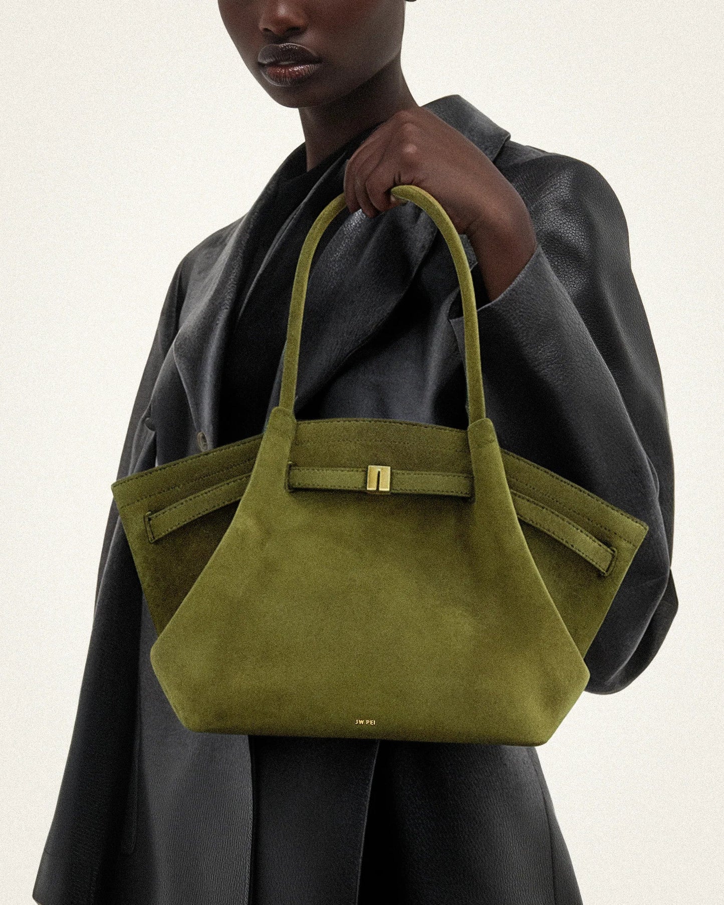 HANA MEDIUM SUEDE TOTE BAG - GREEN