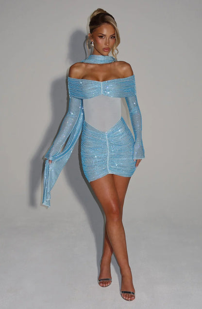 HYDRA MINI DRESS - AQUA