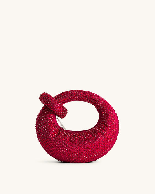 CRYSTAL MINI TOP HANDLE BAG - RED