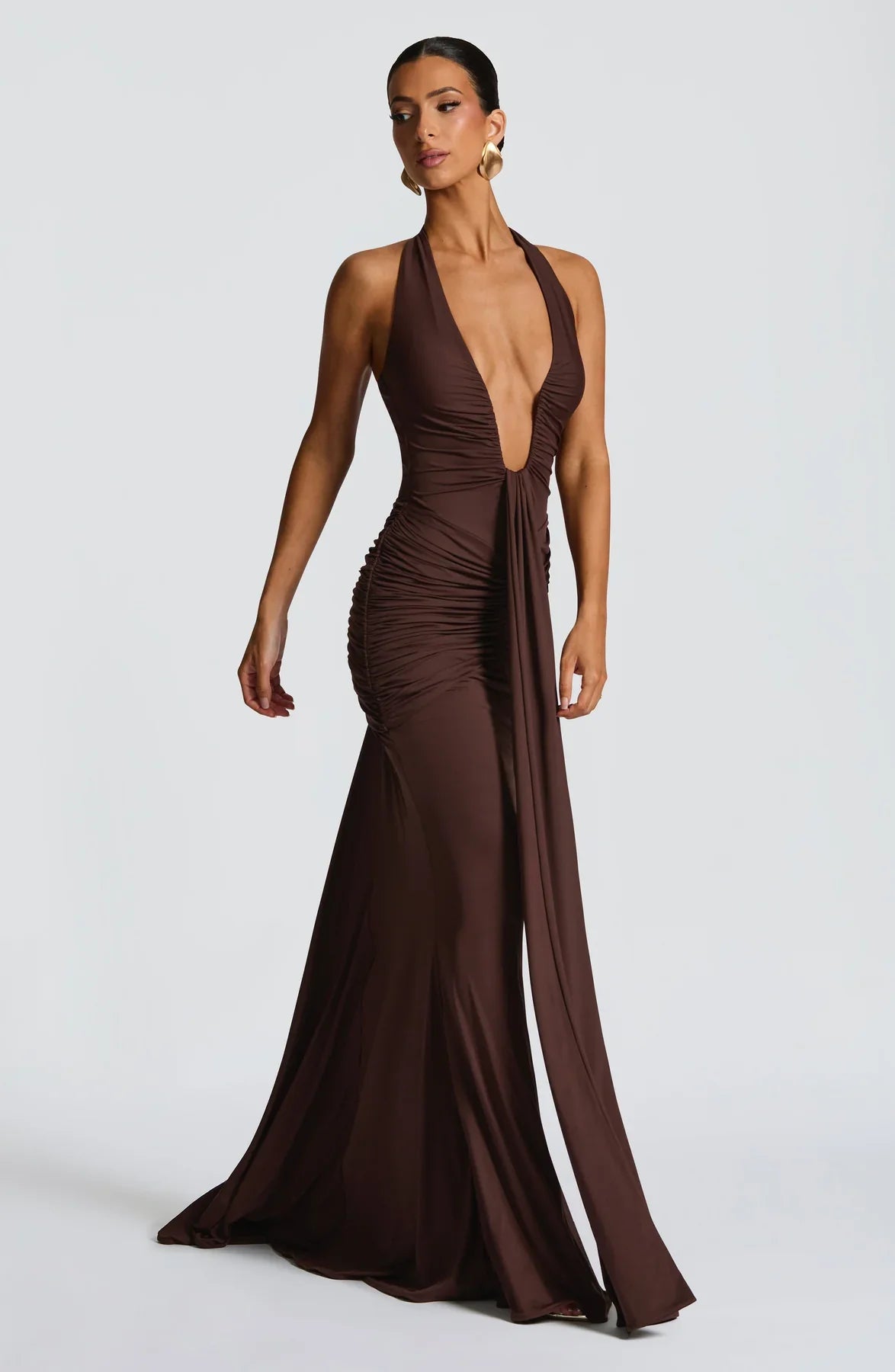 ROSETTA MAXI DRESS - PLUM BROWN