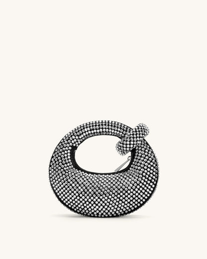 CRYSTAL MINI TOP HANDLE BAG - SILVER