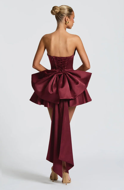 TRINITY MINI DRESS - BURGUNDY