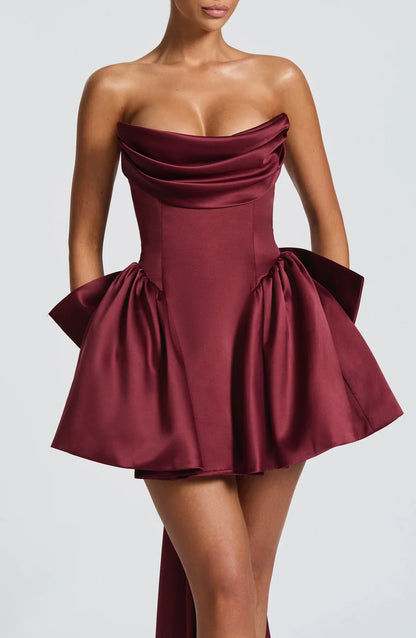 TRINITY MINI DRESS - BURGUNDY