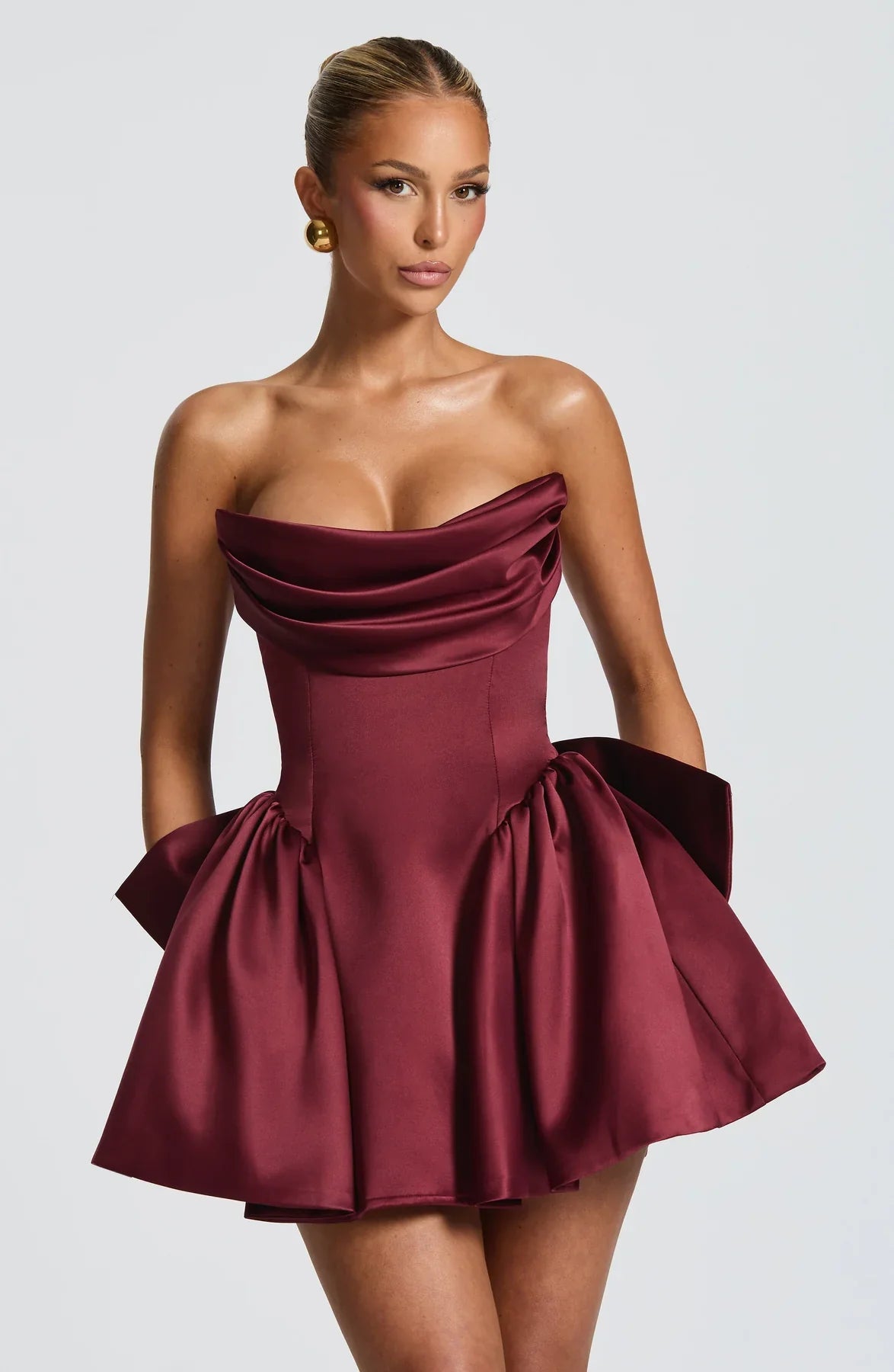 TRINITY MINI DRESS - BURGUNDY