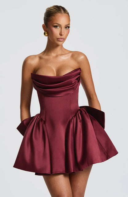 TRINITY MINI DRESS - BURGUNDY