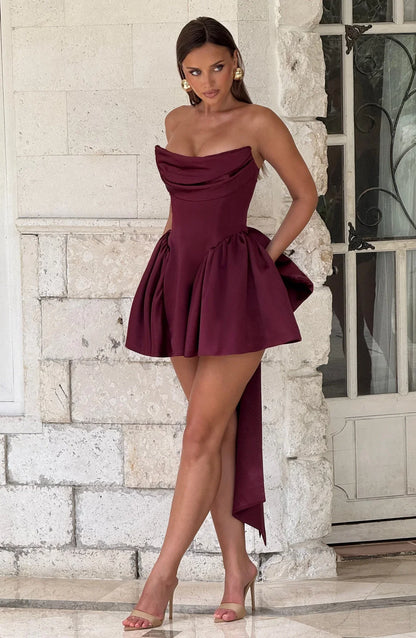 TRINITY MINI DRESS - BURGUNDY