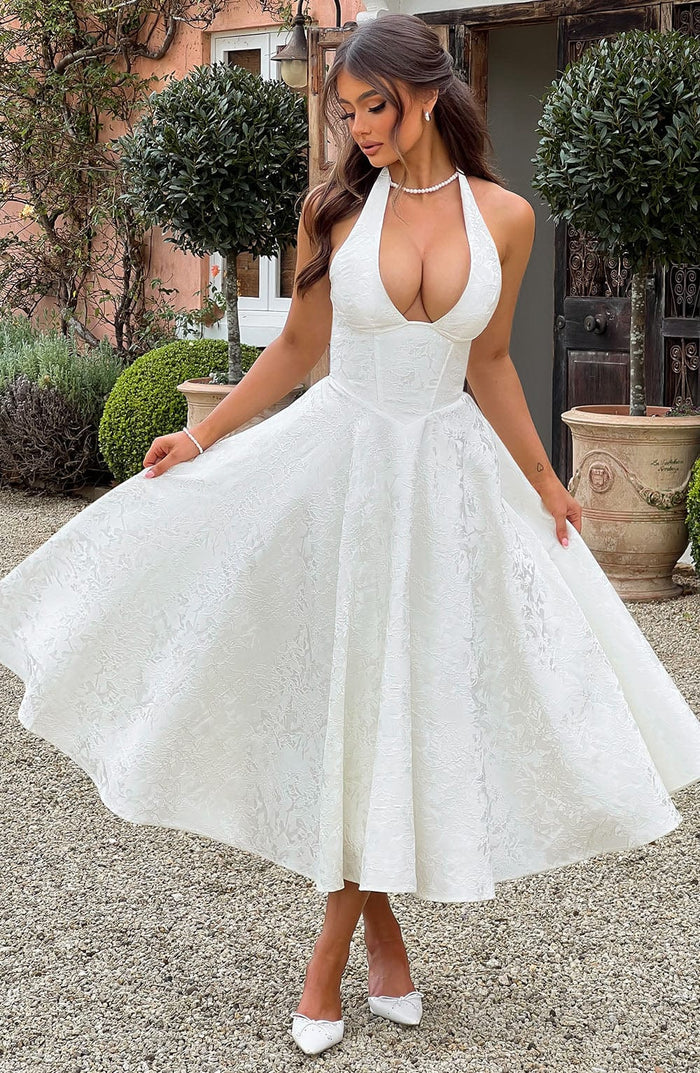 EFFIE MIDI DRESS - WHITE