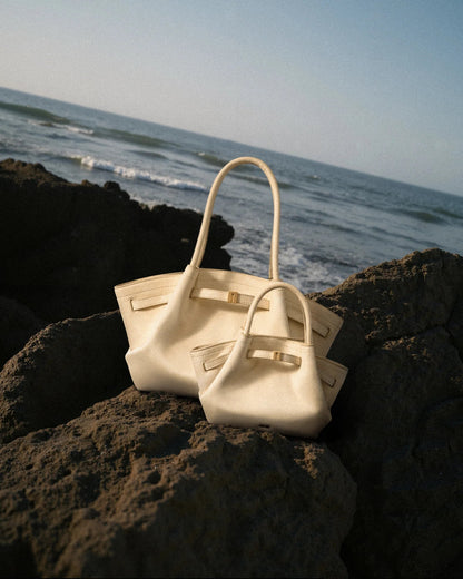 HANA MEDIUM SUEDE TOTE BAG - WHITE