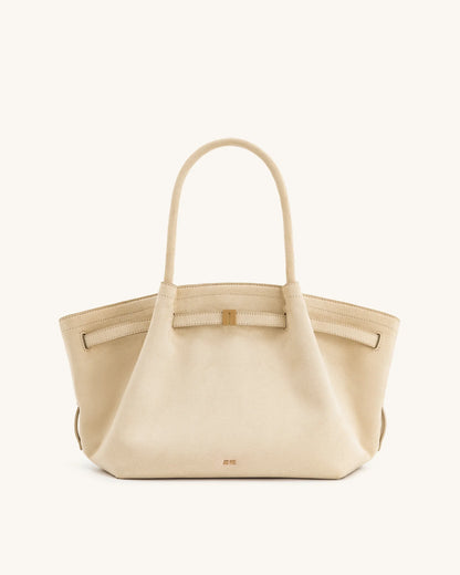 HANA MEDIUM SUEDE TOTE BAG - WHITE