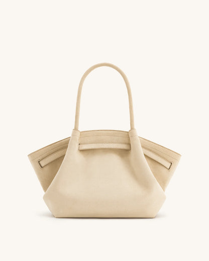 HANA MEDIUM SUEDE TOTE BAG - WHITE