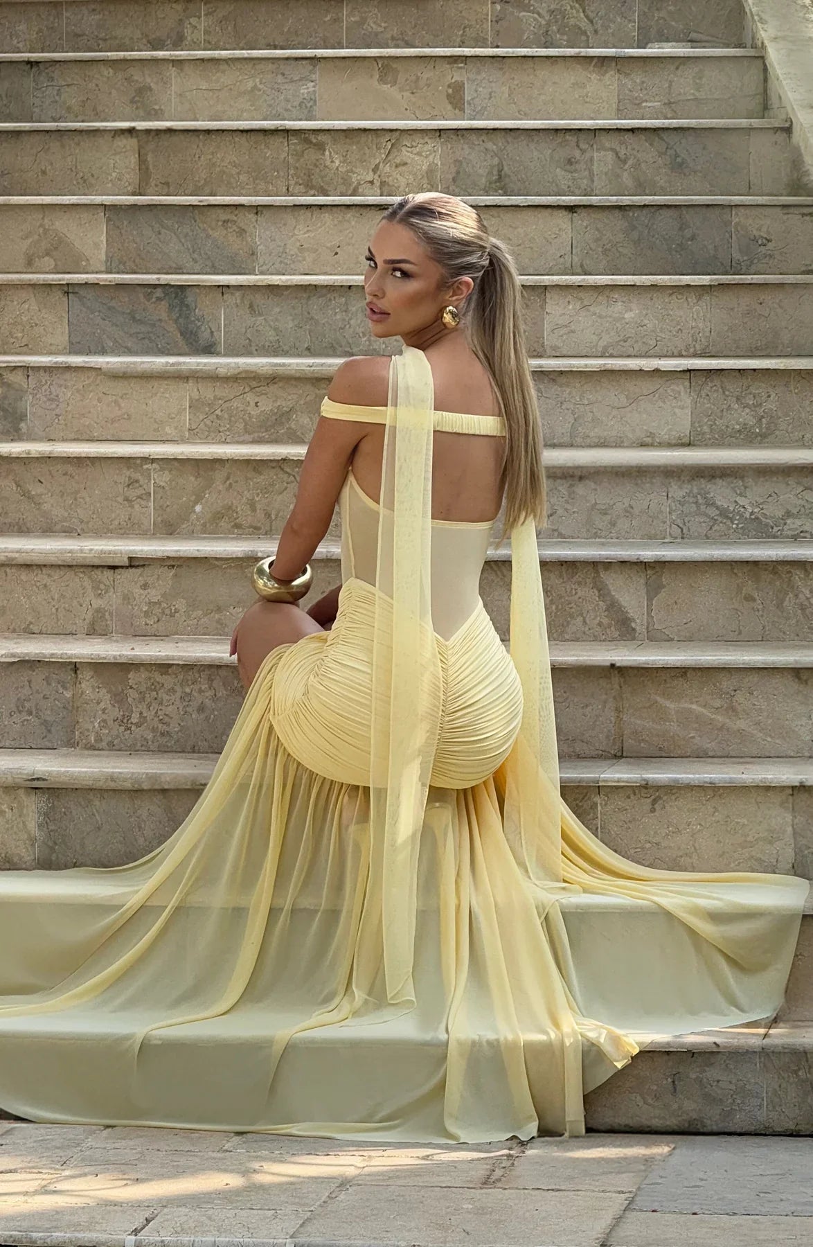 ALAIA MAXI DRESS - YELLOW